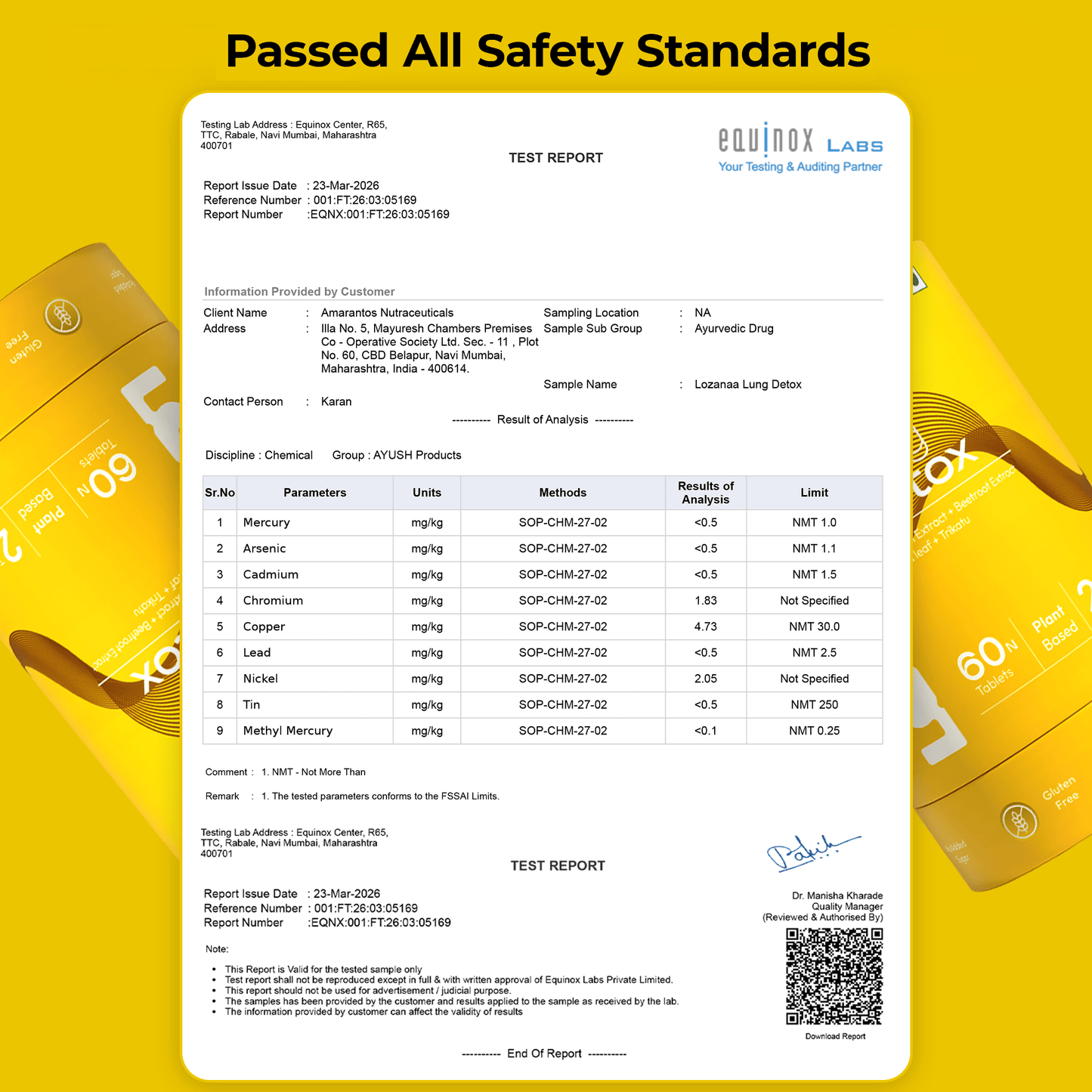 Lozanaa Lung Detox Tablet Passed All Safety Standards