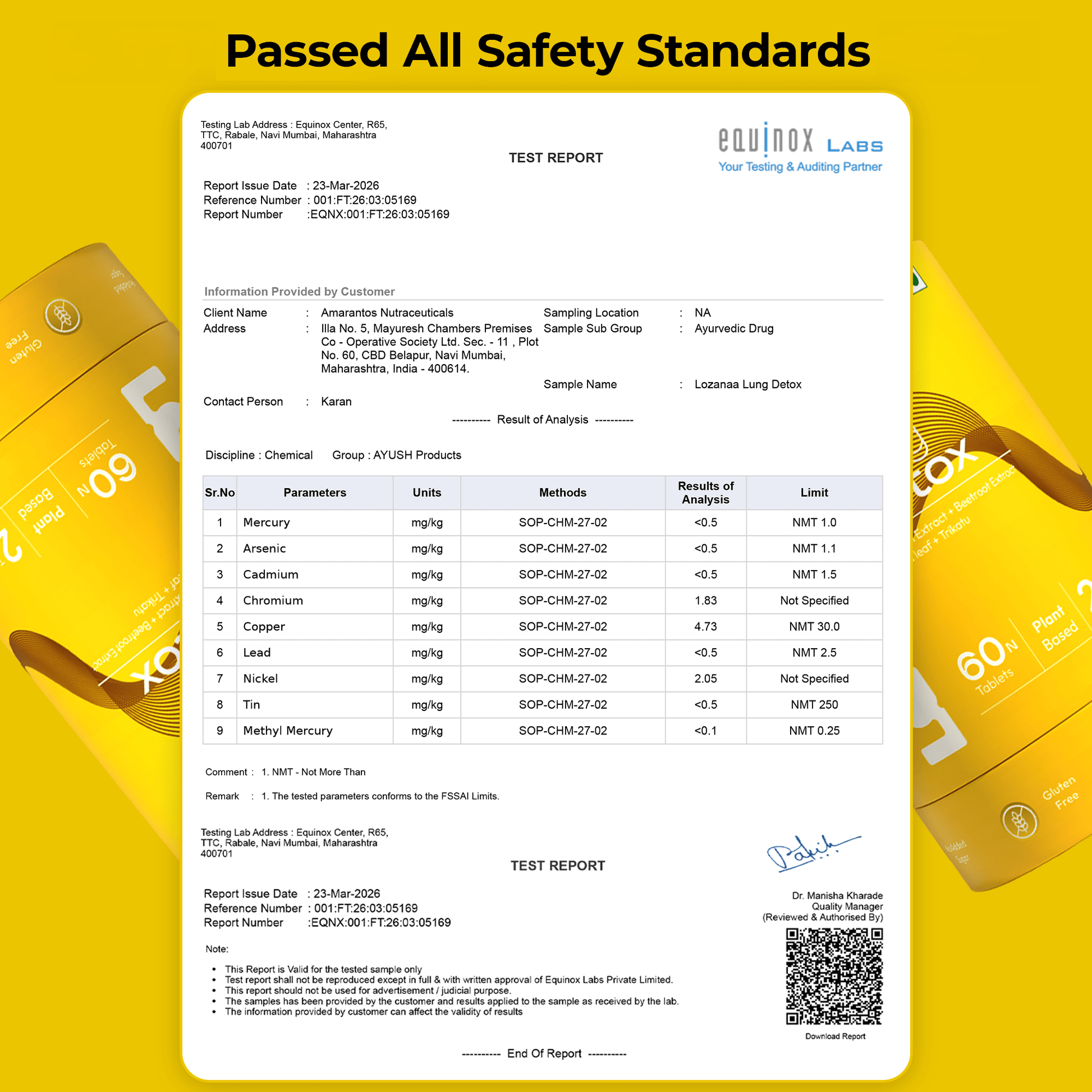 Lozanaa Lung Detox Tablet Passed All Safety Standards