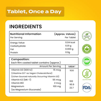 Lozanaa Vitamin D3 K2 B12 Tablets - Lozanaa